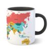 Ladlee Galleria Creative World Map – Inner Black Printed with Black Printed Handle Ceramic Mug