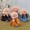 Ladlee Galleria Handcrafted Miniature Decorative Buddha Monk Figurines Polystone Showpiece for Home